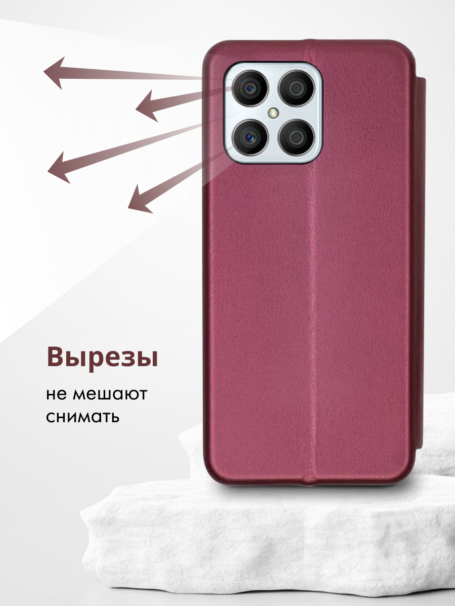 Чехол книжка Winshell Book для Huawei Honor X6 4G, X8 5G (бордовый) купить  в Минске – 🚀 Мобильные штучки