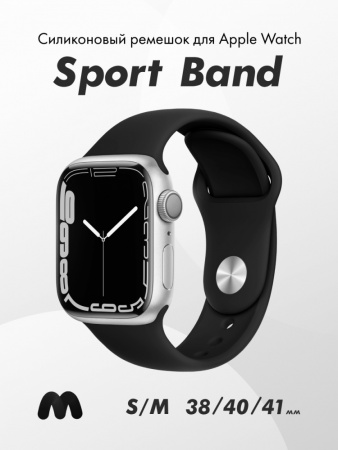 Cиликоновый ремешок Sport Band для Apple Watch 38-40-41 мм (S-M) (Black/18)