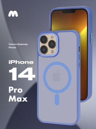 Чехол бампер Pixels с MagSafe для iPhone 14 Pro Max (синий)