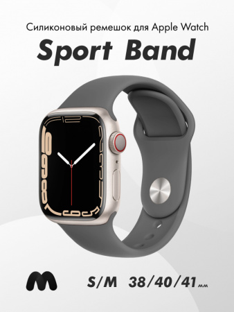 Cиликоновый ремешок Sport Band для Apple Watch 38-40-41 мм (S-M) (Charcoal Gray/15)