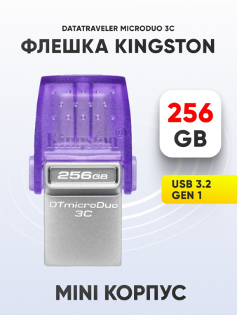 USB OTG Flash KingSton DataTraveler microDuo 3C 256GB USB3.2 - Type-C