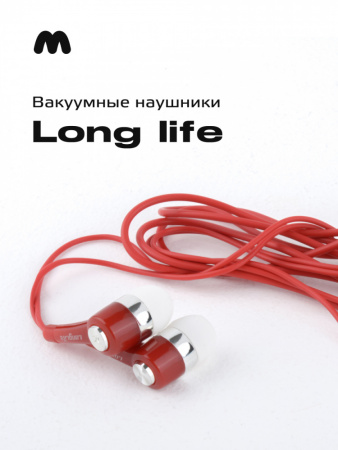 Вакуумные наушники Long Life 3,5 мм (красный)